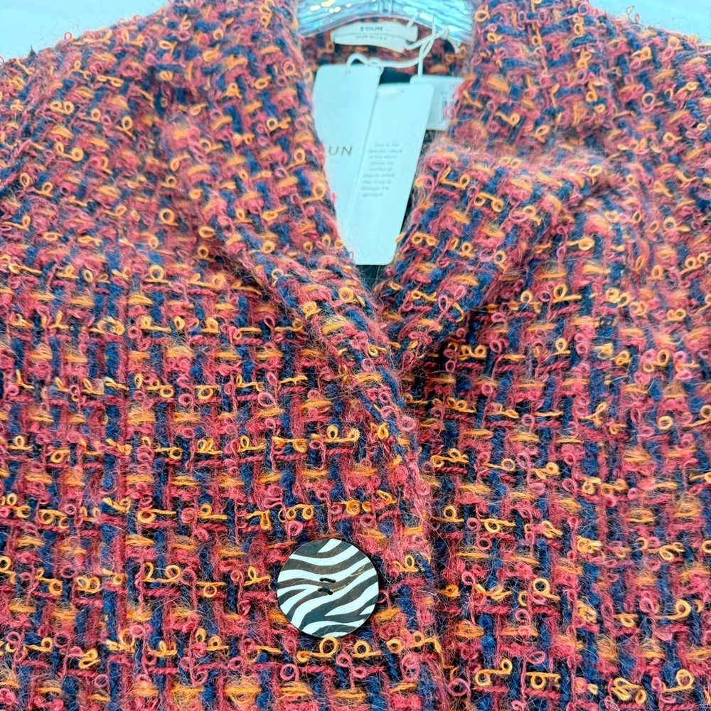 NWT EDUN Burgundy Mohair, Wool and Alpaca Fashion Blazer, size 6